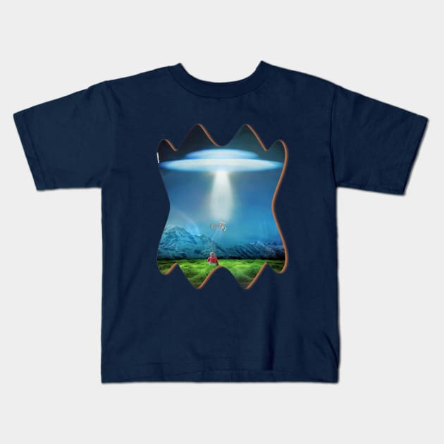 Abduction tricycle child UFO Kids T-Shirt by Lebihanto